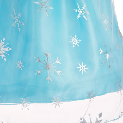 Children Carnival Blue Sequins Elsa Cosplay Dress Girls Elegant Blue Princess Costume Kids Halloween Birthday Party Clothes