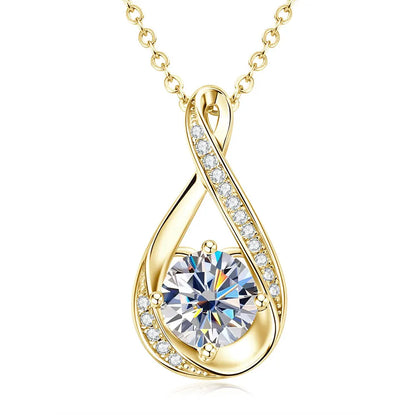 8MM 2.0CT Round Cut Moissanite Necklace 14K Gold Filled Infinity Pendant Necklace for Women Wedding Jewelry Gift