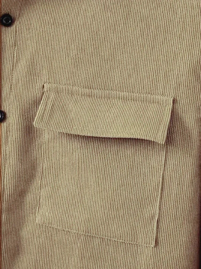 Men's suit Solid color corduroy suit Long sleeve shirt and pants casual suit