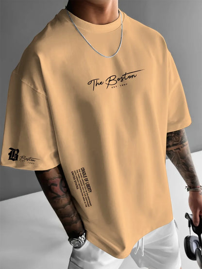 2026 Summer New Men's T-shirt with 3D Letter Pattern Printing Street Casual Fashion Comfortable Soft Breathable