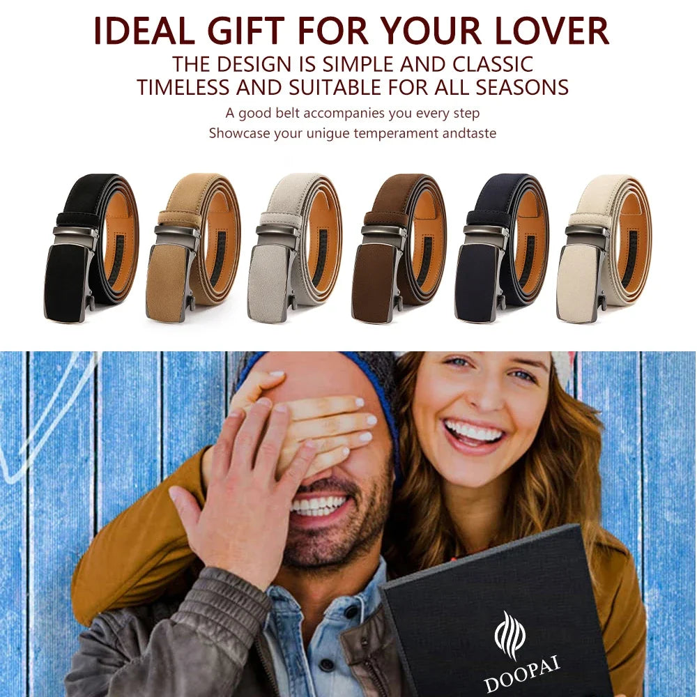 Men's Leather Belts Fashion Automatic Buckle PU Male Belts Luxury Business Designer Black Brown 115 125 135cm