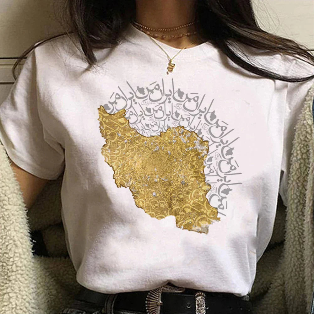 Iran tshirt women designer t shirt girl Japanese streetwear manga clothes