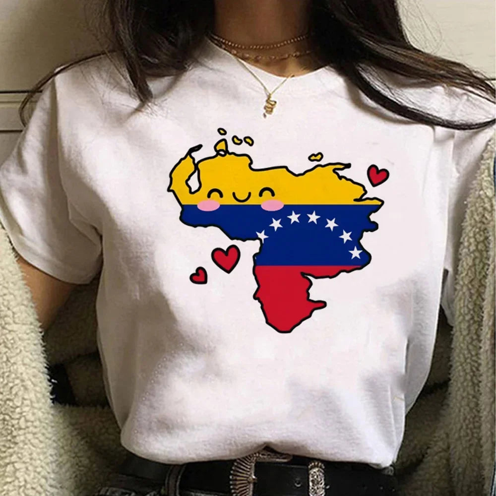 Venezuela T Shirt Women Harajuku Comic Designer Tshirt Female Anime Manga Designer Clothing Women Clothing