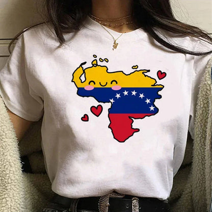 Venezuela T Shirt Women Harajuku Comic Designer Tshirt Female Anime Manga Designer Clothing Women Clothing