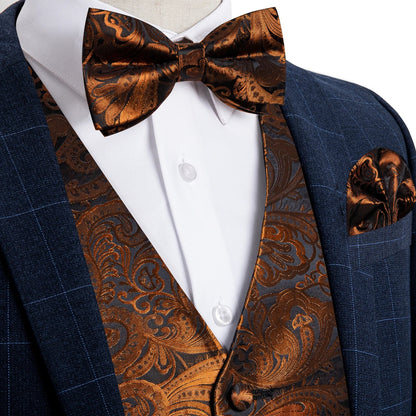 Men Wedding Vest Suit White Black Paisley Sleeveless Waistcoat for Man Shirt Accessories Fromal Bowtie Pocket Square Cufflinks