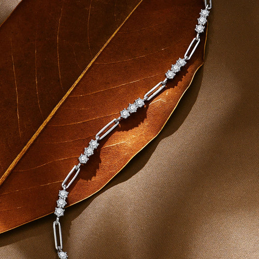Bracelets pour Femmes et Hommes en Moissanite Ronde Taille 3.0mm DVVS1 Diamant de Laboratoire Argent Véritable S925 Bijoux de Fiançailles et de Mariage 16+3cm