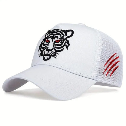 Unisex Tiger Head Embroidery Baseball Caps Spring and Autumn Outdoor Adjustable Casual Hats Sunscreen Hat