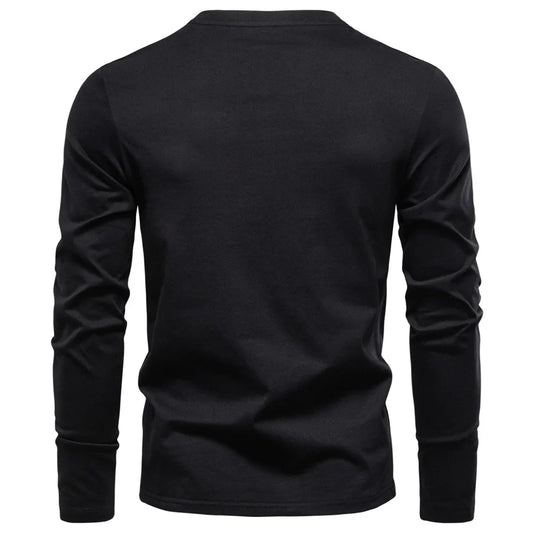 Casual men's plain breathable slim-fit round-neck long-sleeve T-shirt for spring and autumn sports
