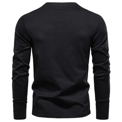 Casual men's plain breathable slim-fit round-neck long-sleeve T-shirt for spring and autumn sports