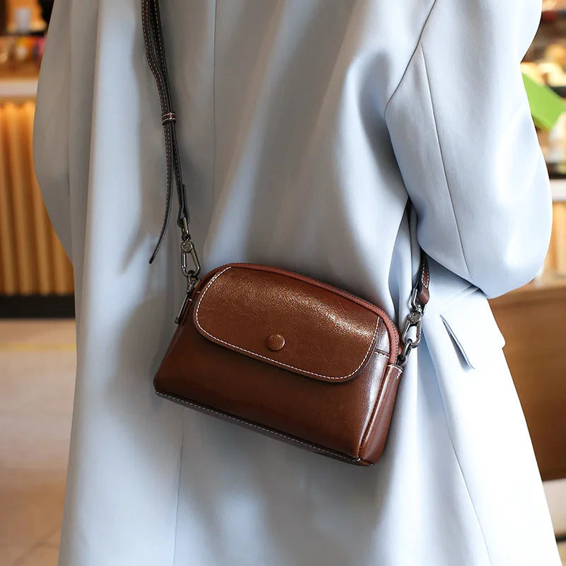 mini small genuine leather vintage bag Crossbody Bag luxury mobile phone shoulder bag  women mobile bag for women