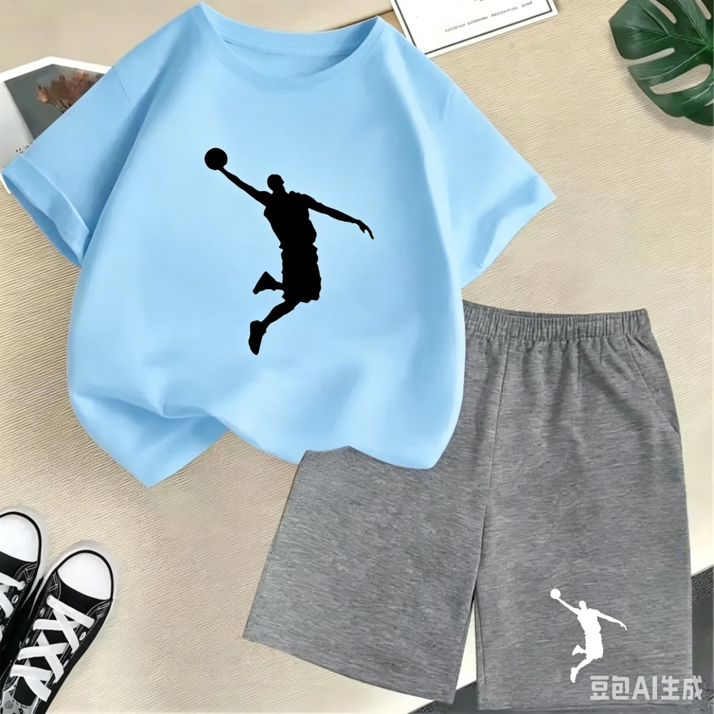 Summer Short Sleeve Children's T-shirt Set Sports Fashion Boys Girls Shorts 2pcs Set Casual Brand Print Graphics Kid Set Outfits