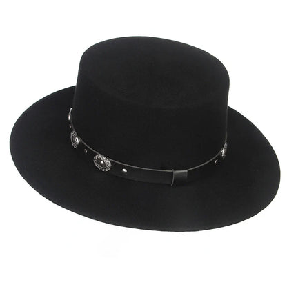 100% Wool Black Retro Felt Fedora Hats for Men Women Wide Brim Soft Church Panama Hat with Belt