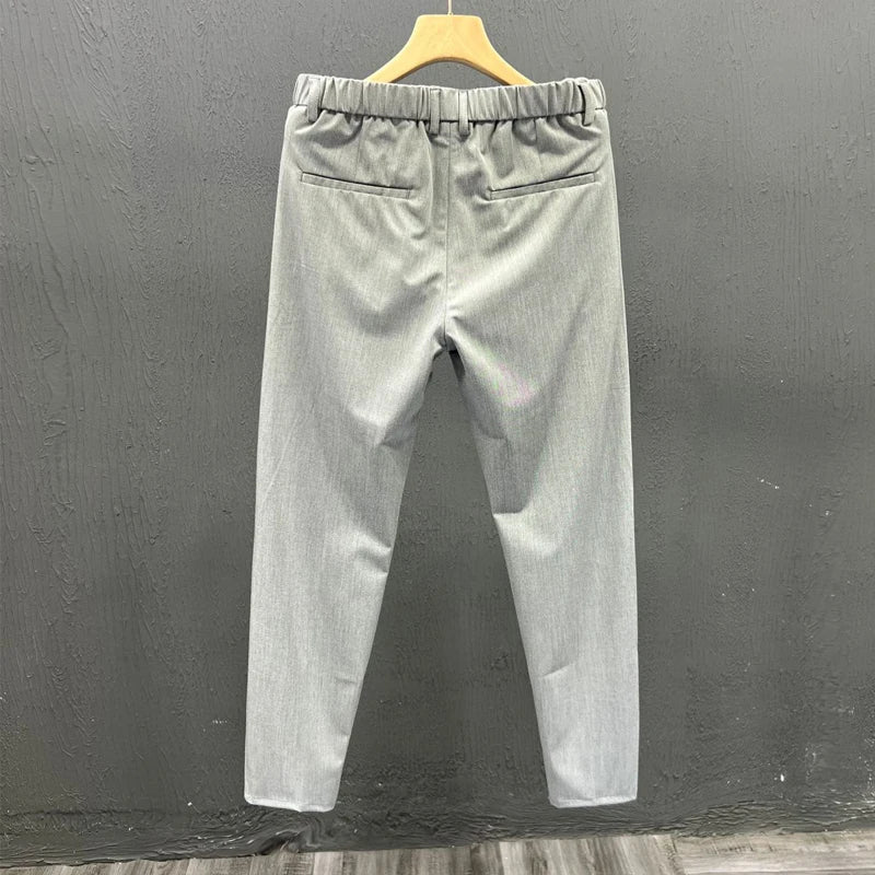Men's Clothing Summer Fashion Business Casual All Match Suit Pants Formal Strecth Solid Straight Slim Trousers Pantalones Hombre