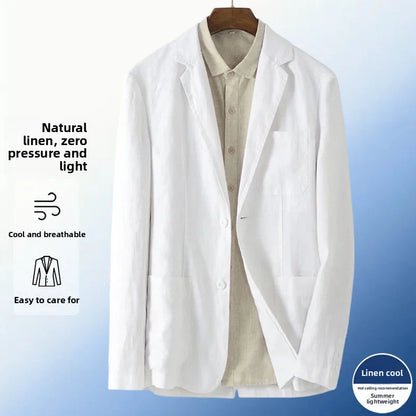 Linen Sun Protection Jacket Blazer - Men's Fashionable Business Casual Versatile and Comfortable Ice Sensation Breathable Blazer