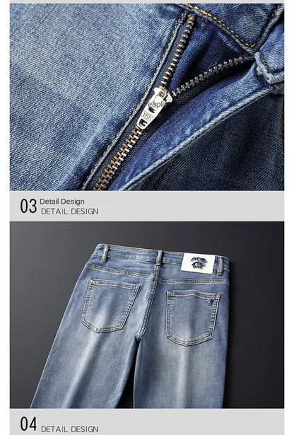 2024 New High-End Jeans Men's Light Luxury and Simplicity Versatile Casual Fashion Men's Clothing Slim Fit Tapered Pants