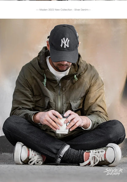 Silver Denim Vintage Jeans for Men Amekaji Selvedge Raw Denim 13 Oz Straight Fit Pants 28 To 38 Men’s Clothing  New