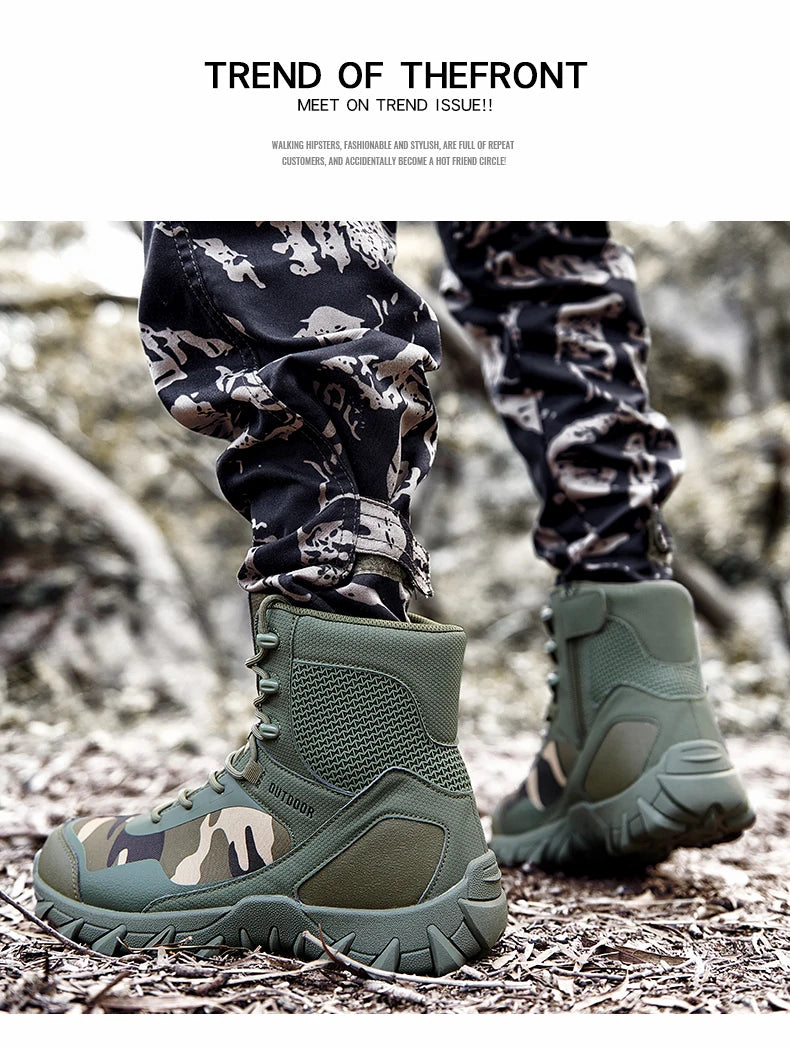 Men Tactical Boots Army Waterproof Work Climbing Hiking Shoes High Quality Outdoor Motorcycle Hunting Safety Unisex Desert Boot
