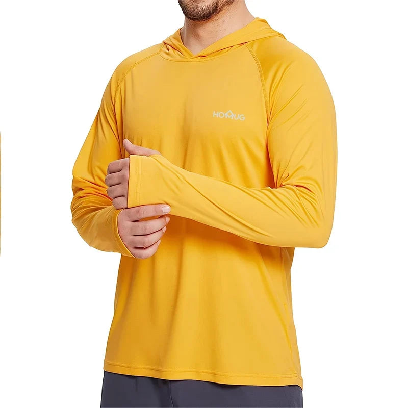 Men's Hoodie Sun Protection UPF50+ T-Shirt Long Sleeve Cycling Shirt Hooded Quick Drying Breathable Sunscreen UV Fishing Shirts