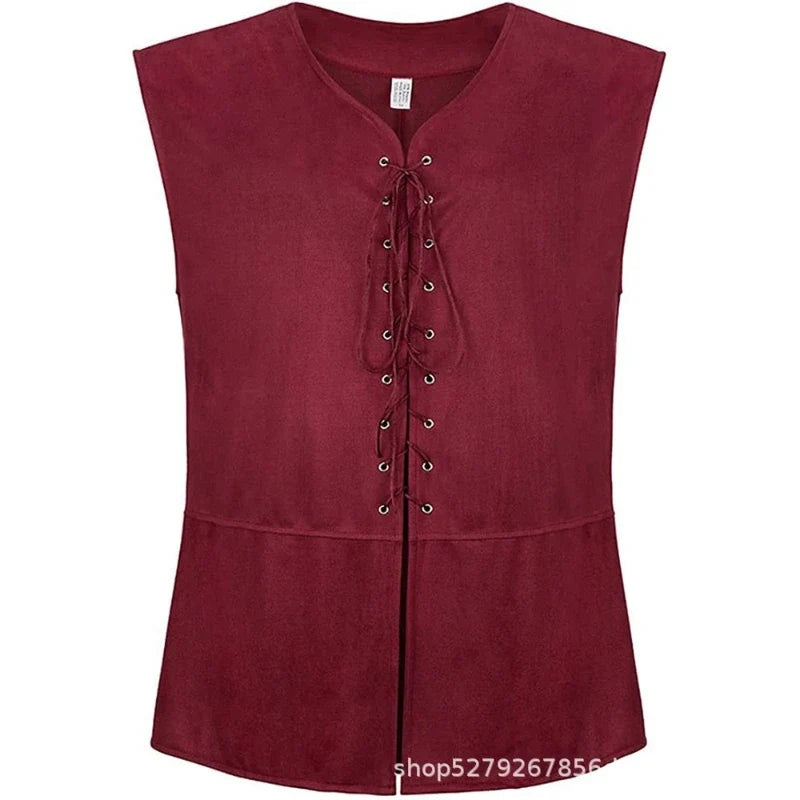 2025 Medieval Renaissance Pirate Gothic Steampunk Vest for Men, Multicolor Loose Plus Size Suede Fashion Men's Waistcoat,S-XXL