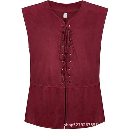 2025 Medieval Renaissance Pirate Gothic Steampunk Vest for Men, Multicolor Loose Plus Size Suede Fashion Men's Waistcoat,S-XXL