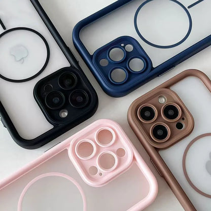 Luxury Matte For Magsafe Transparent Phone Case For iPhone 17 16 15 14 13 12 Pro Max 11 17 Pro 16 Plus Air Magnetic Bumper Cover