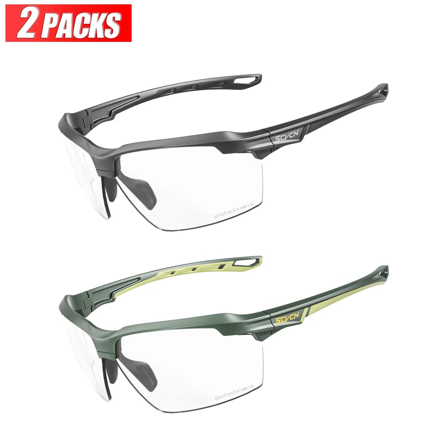 3PACKS Photochromic Cycling Sunglasses Glasses Bike MTB Bicycle Hiking Golf UV400 Sports Glasses for Men Women Baseball