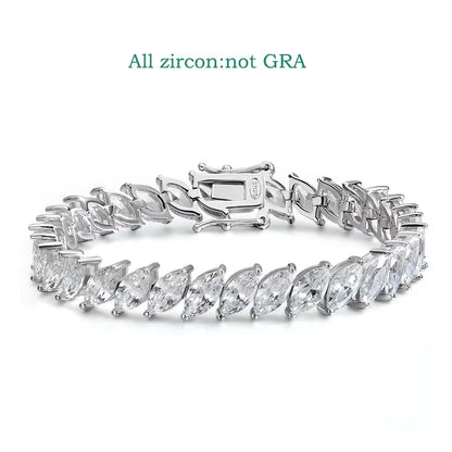 0.5CT Marquise Cut Certified Moissanite Tennis Bracelets for Women Sterling Silver S925 Plated 18k Gold Wholesale Jewelry