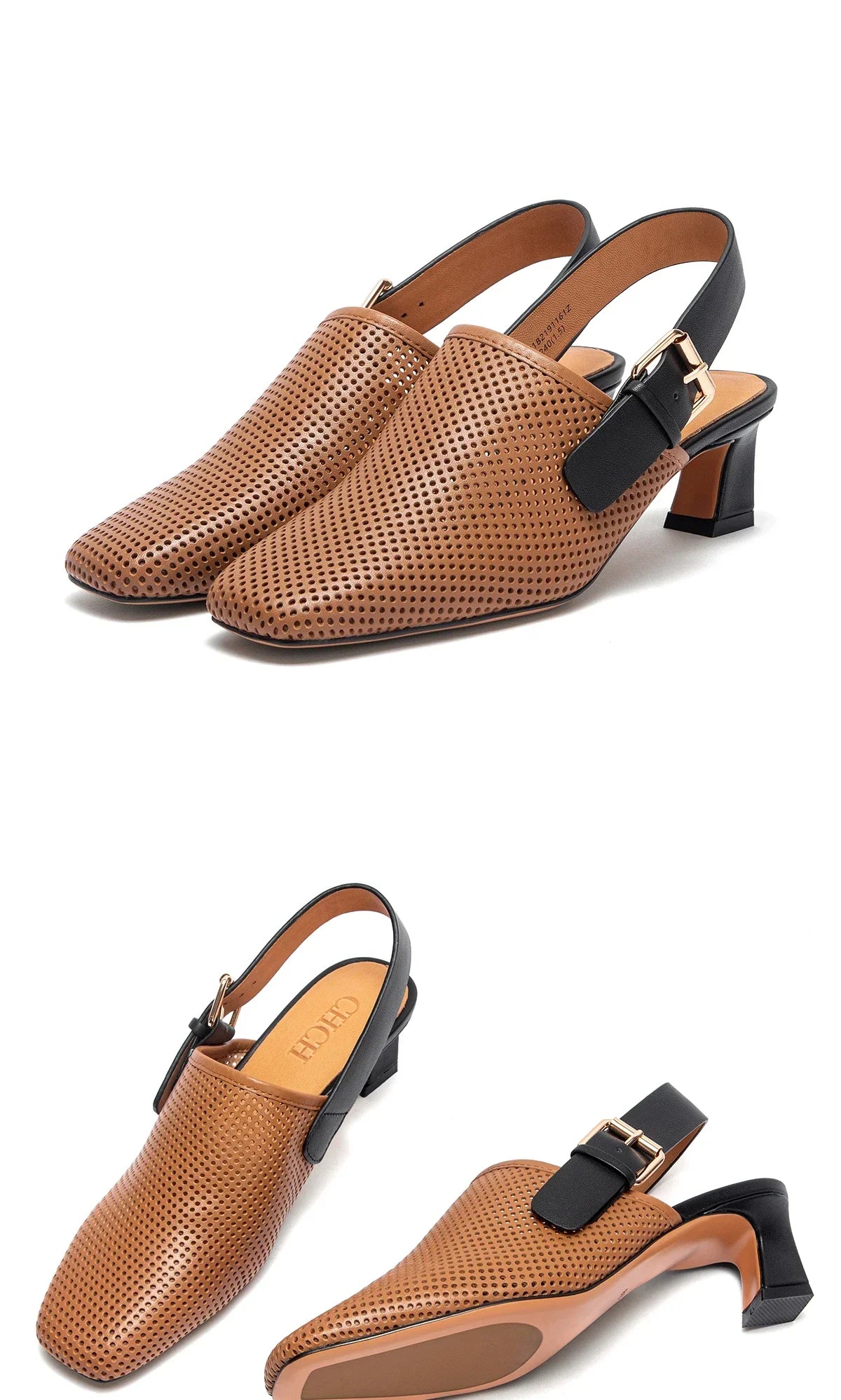 Women's shoes Luxury brand summer sandals leather medium high heel hollow breathable temperament girls shoes 35-40 yards