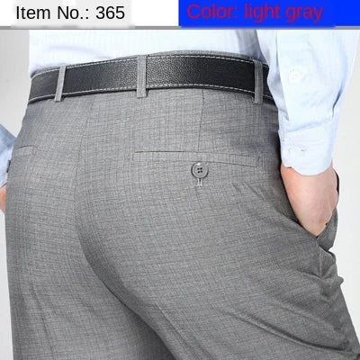 High Waist Double Pleated Men Suit Pants Summer Black Straight Office Formal Dress Trouser for Man Black Gray Size 40 42 44