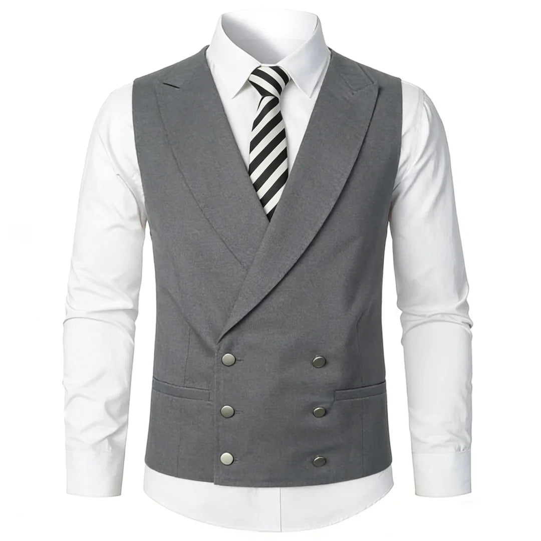 Men Vest Ivory Double Button With Lapel Solid Waistcoat For Wedding Banquet Party Business Office Casual Daily Men Suit Vest