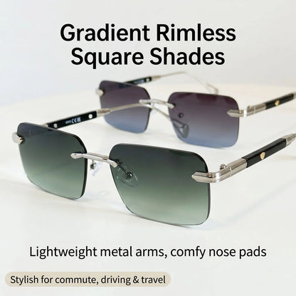 Square Sunglass Men Luxury Rimless Sunglasses Women Vintage Vacation Fashion Glasses Lunette Soleil Femme Gafas De Sol Hombre