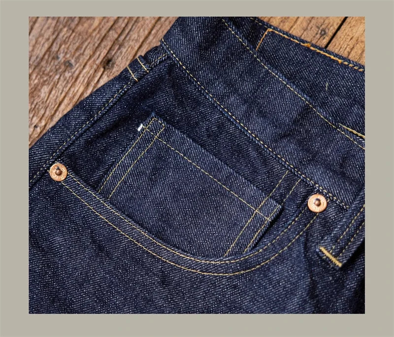 WWII Model Wide Straight Jeans One Wash 14oz Selvedge Denim