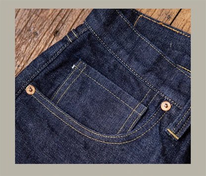 WWII Model Wide Straight Jeans One Wash 14oz Selvedge Denim