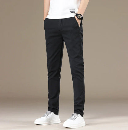 New Spring Summer Lyocell Fabric Mens Casual Pants Hight Quality Fashion Slim Business Trousers Brand Elastic Soft Pants
