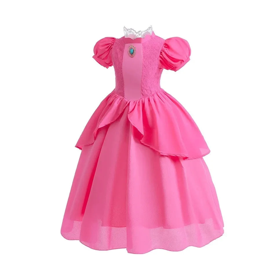 Halloween Peach Girl Peach Cosplay Dress Up Princess Game Role Play 4 Yrs Kid Final Level Peach Costume Movie Elegant Party 2-10