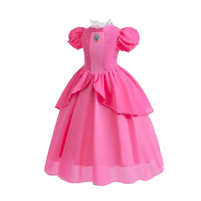 Halloween Peach Girl Peach Cosplay Dress Up Princess Game Role Play 4 Yrs Kid Final Level Peach Costume Movie Elegant Party 2-10