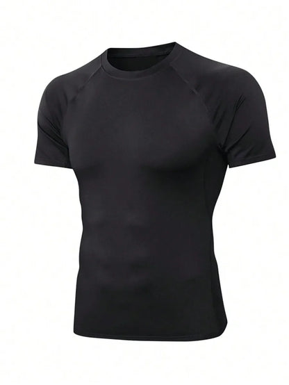Men's Compression Running Tee, Quick-Dry Breathable Gym Shirt, Tight Athletic Soccer Jersey, Performance Workout T-Shirt for Fitness and Training