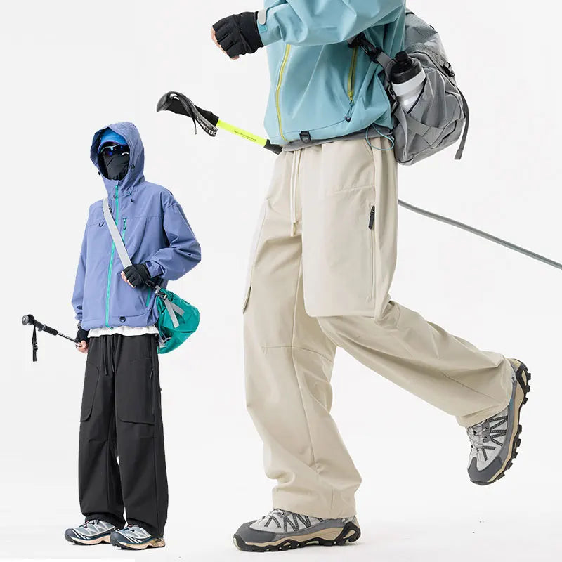 Male Hiking Pants Outdoor Waterproof Windproof Mountaineering Sports Pant Spring Autumn Zippered Pocket Fishing Camping Trousers