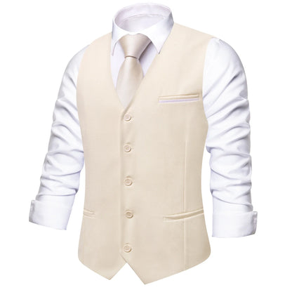 Solid Peach Pink Men Vest Wedding Slim Waistcoat Neck Tie Hanky Cufflinks Set for Male Business Party Designer Gifts