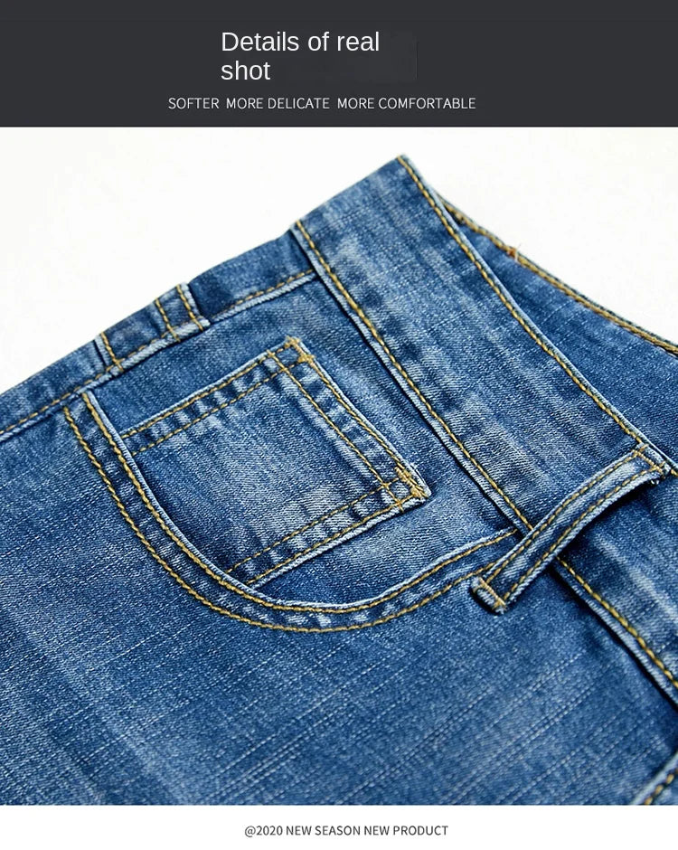 2026 Summer Shorts Jeans Men Denim Pants Stretch Dark Blue Fashion Design Men's Jeans Slim Straight Male Short Jeans Hombre
