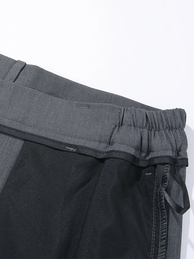 2023 New Autumn Casual Pants Men Korean Fashion Banded Waist Stretch Wide Leg Pleated Suit Slacks Straight Loose Drape Trousers