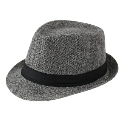 Summer Fedoras for Men Middle old aged Cap Linen Panama Solid  Jazz Hat Cowboy  Men's Women's  British Party Sun Hat