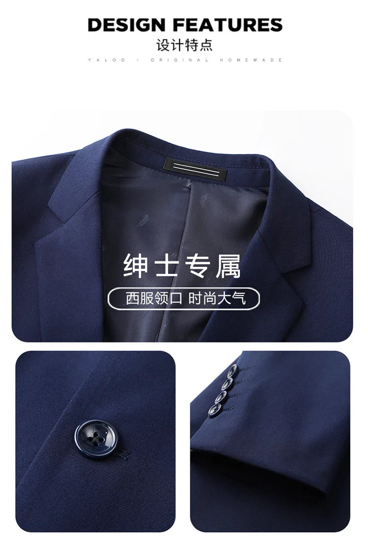 High-End Large Size Men's Three-Piece Suit Set - Business Formal Wedding Dress Coat Vest Trousers Combo for Plus Size Men
