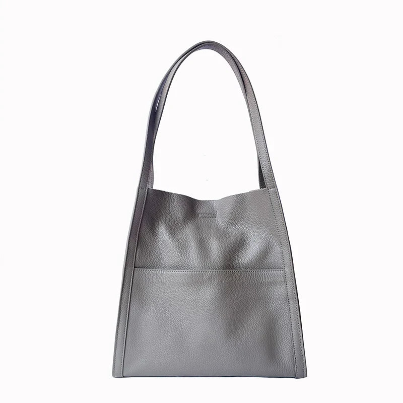 2025 New Women Bag Female Luxury Fashion Shoulder Bags Lady Soft 100% Cowhide Genuine Leather Niche Design Tote Bucket Handbag