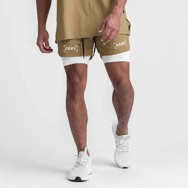 Mens Quick Dry 2 in 1 Double-deck Shorts Gym Fitness Basketball Jogger Short Pants Summer Sports Workout Bottoms Sweatpants
