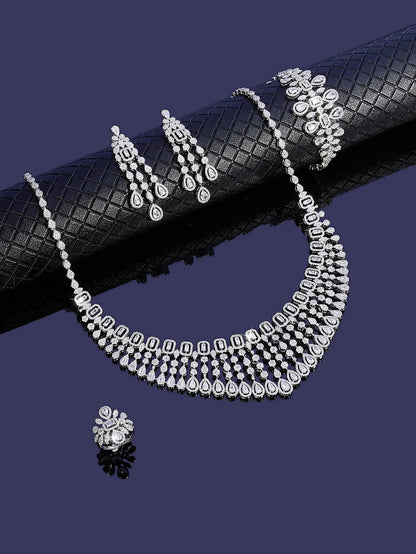 New Elegantly Quality Dress Jewelry Luxury Necklace Earrings Sets Cubic Zirconia Jewelry Sets Women Bridal Wedding