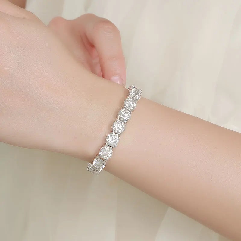 Each 6.5/8mm Full Moissanite Tennis Bracelets for Women Men Hip Hop Original Full Diamond 925 Sterling Silver Chain GRA