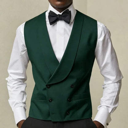Men Vest White Double Button With Lapel Waistcoat For Wedding Banquet Business Party Office Work Casual Daily Men Suit Vest