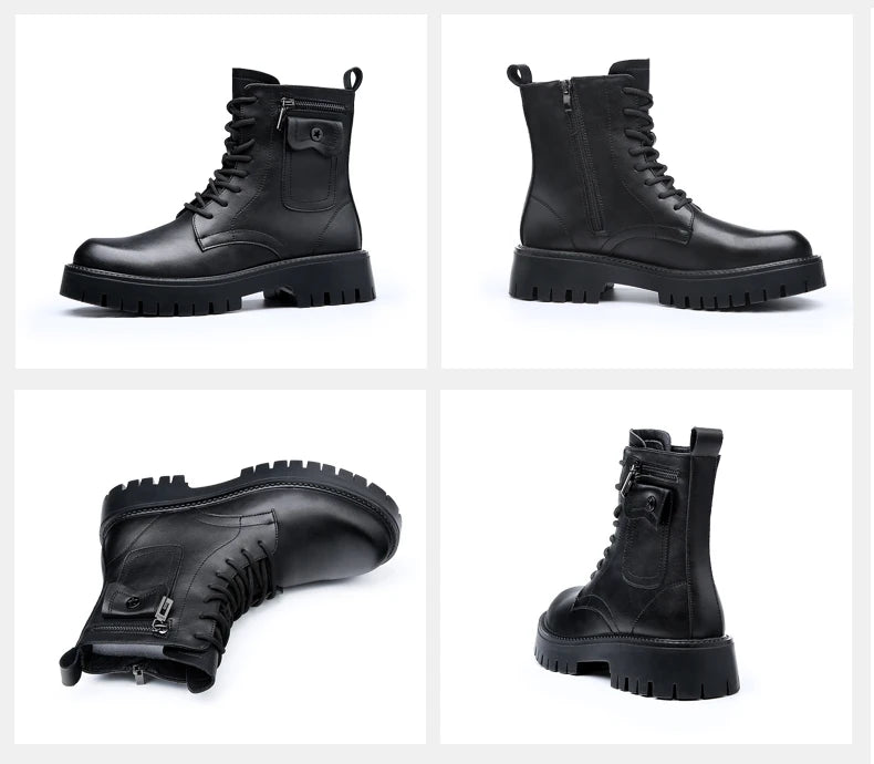 Fashion White Boots For Men New British Style Platform Motorcycle Boots Good Quality Casual Men’s High Top Leather Shoes Punk