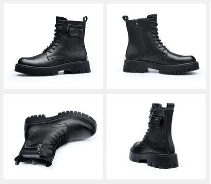 Fashion White Boots For Men New British Style Platform Motorcycle Boots Good Quality Casual Men’s High Top Leather Shoes Punk